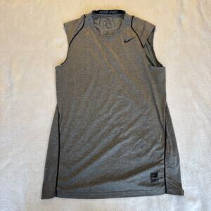 Nike Dri Fit Workout Muscle Shirt Sleeveless Gray Fitted Men Medium